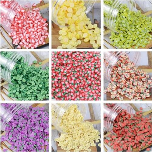100g/lot Polymer Hot Clay Sprinkles Fruit Apple Cherry Lemon Slices for Crafts Making DIY Slime Filling Nail Art Decoration