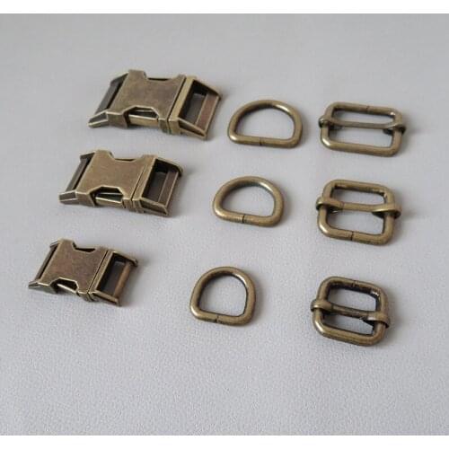 100Sets/Lot Webbing Dog Collar Paracord Metal Buckle Clip Clasp Belt D Ring Snap Hook Adjuster Harness Strap Hardware Accessory