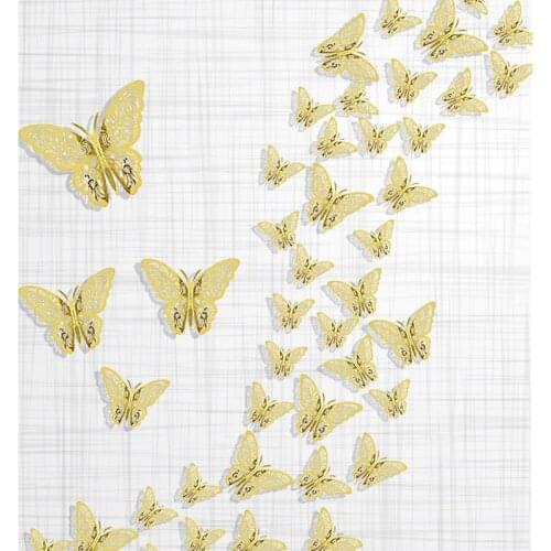12PCS Fashion Home Decoration Hollow 3D Three-dimensional Stereo Butterfly Wall Stickers Festival Party Scene Layout