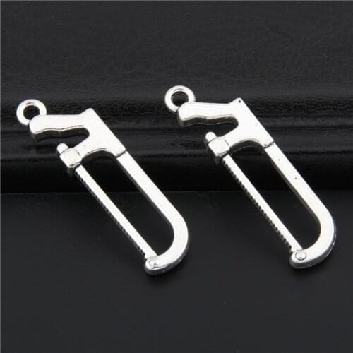 15pcs Silver Color Hand Saw Charm Alloy Pendants For Necklace And Earrings Bracelet DIY Jewelry Findings A2892