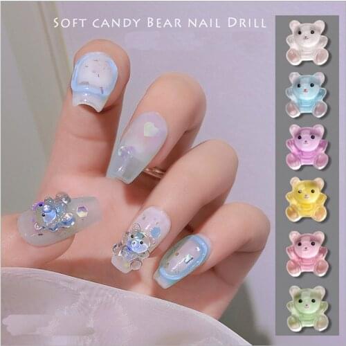 24PCS, 3d Nail Art Lovely Soft Candy Bears Acrylic For Nail Tips Decorations