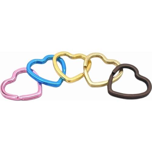 30mm Gold Heart Shape Key Ring Split Ring Jump Ring Leather Craft for Key Chains Connectors For Jewelry Making Supplies DIY 10pc