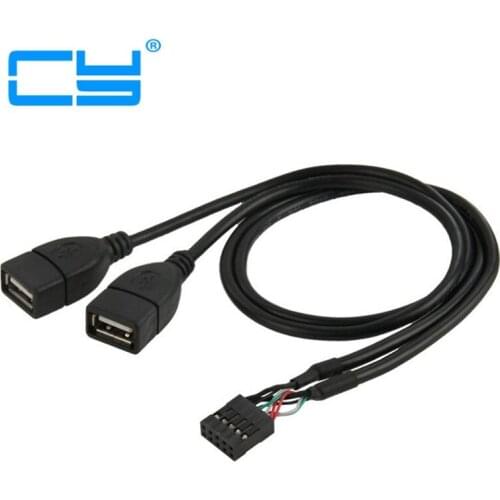 5pcies/lot 9Pin 10Pin Motherboard Female Header to Dual USB 2.0 Female Adapter Cable 50cm