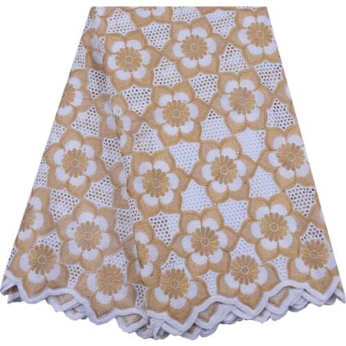 Zhenguiru 100% Cotton African Fabric Mesh Swiss Voile Fabric Bright Diamond Nigerian Fabric For Women Wedding Party Dress A2125