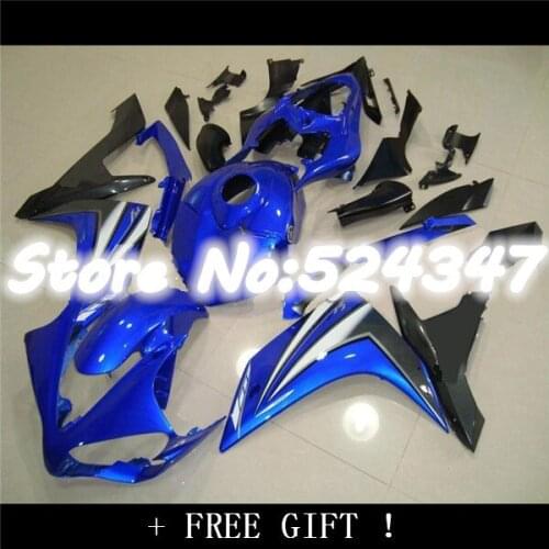 White blue yzf 07-08 YZFR1 BlUE BLACK YZF R1 YZF-R1 07 08 YZF 1000 YZF1000 Glossy Blue 2007 2008 Fairing for Yamaha-Hey