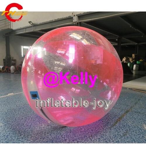 Free air shipping pink and transparent inflatable water walking balls, durable walk in plastic bubble ball for kids n adults