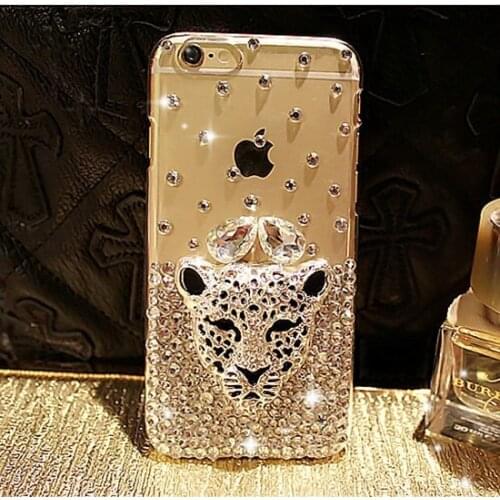 Tiger Leopard Head Diamond Glitter Bling Phone Cases For Xiaomi Redmi 10X 9C NFC 8A 7A 5 6 7 8 4X 5A 6A 8A 4 Pro Leopard Coque
