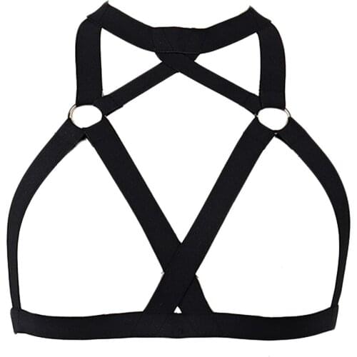 Black Harness Bra Sexy Body Cage Harajuku Gothic Bondage Body Harness Belt Woman Edgy Punk Lingerie Pastel Goth Cage Bra