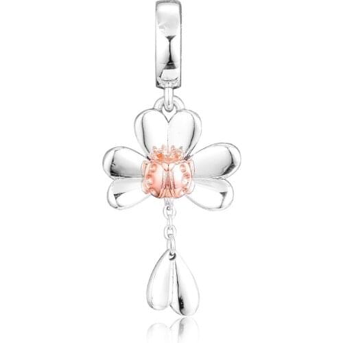 CKK Bead Charm Sterling Silver 925 Charms Jewelry Original Rose Clover & Ladybird Beads Fits Pandora Bracelet Jewelry Making