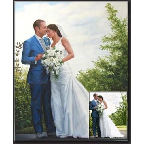 BEST Wedding anniversary present # TOP ART Customize service Custom Wedding photo oil painting-- BEST gift --100% hand painted