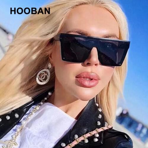 HOOBAN Fashion Big Women Sunglasses Classic Square Sun Glasses Men Vintage Mirror Lens Driving Shades Outdoor Summer Eyewear