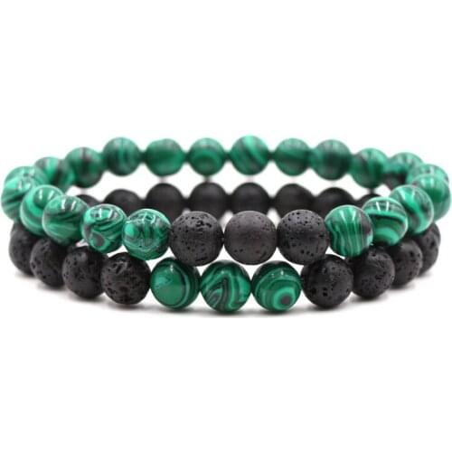 Set Bracelet Lovers Bracelet New Fashion Beaded Tiger Eye Stone Volcanic Stone Energy Yoga Bracelet Anniversary Gift