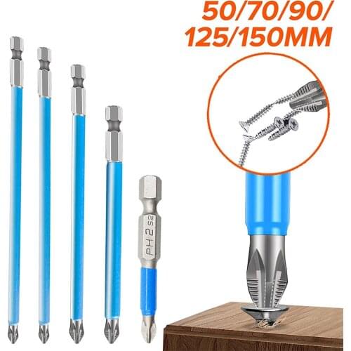 7Pcs magnetic cross drill bit set, hand tool-non-slip electric hex shank screwdriver with strong magnetic head (25mm-150mm)