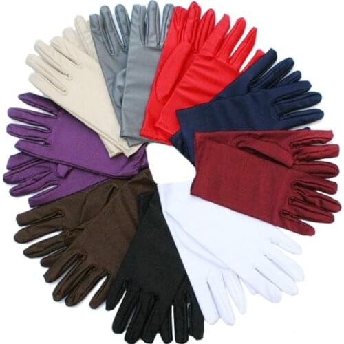 Cheap Women Wrist Plain White Color Performance Short Gloves Short Waitress Gloves White Manner Ceremonial Gloves For Ladies