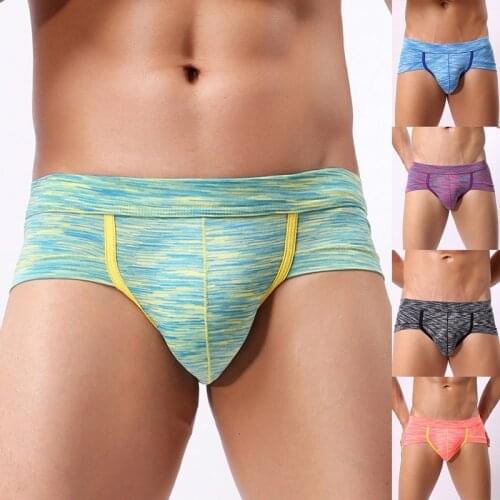 Hot Sale Mens Fashion Sexy Underwear Low Waist Color Cotton Briefs Mens Sports Comfortable Breatheable Underwear