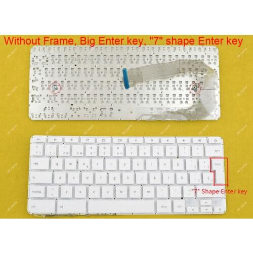 New Spanish Teclado Keyboard For HP Chromebook 14-x000 14-x001tu 14-x002tu Laptop Without Frame WIN8 White