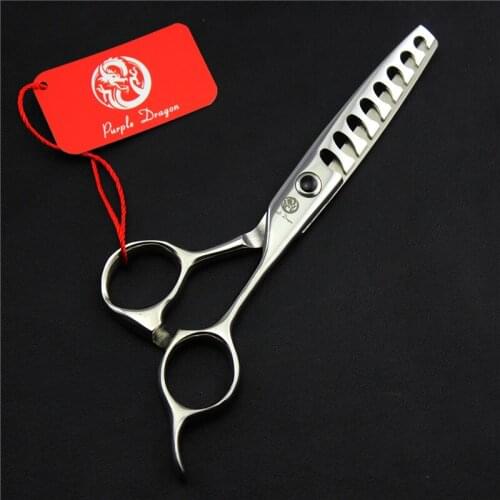 Purple Dragon 5.75 inch 8 / 14 / 18 Teeth Thinning Shear Fishing Bone Shape Hair Scissors 440c Steel Titanium Salon Barbers