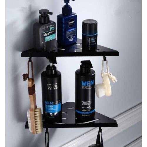 Bathroom Shelves Aluminum Shower Shampoo Soap Cosmetic Corner Shelf Bathroom Accessories Storage Organizer Rack Holder Black
