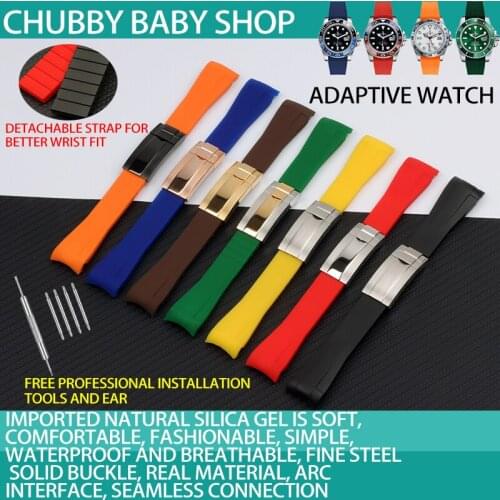20mm Rubber Silicone Watchband Combination Buckle Watch band for Role strap for Daytona Submariner DEEPSEA GMT OYSTERFLEX belt