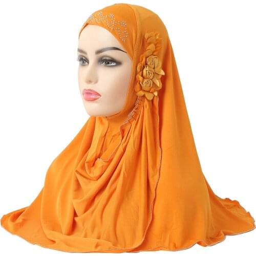 Retail flower Solid Color Merly turban cap women Muslim One Piece Hijab