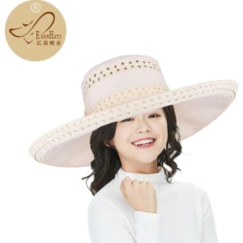 Ladies Mixed Paper Braid Sun Hat with Paper Braid Bow Beach Hat S10-4132
