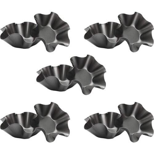 Tortilla Pan Set - 10Pcs Non-Stick Carbon Steel Taco Salad Bowl Makers Tortilla Shell Pans (Black)