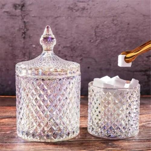 Nordic Crystal Sealed Glass Jewelry Storage Bottle Transparent Sugar Cans Diamond Candy Jar Cotton Swab Box Food Container