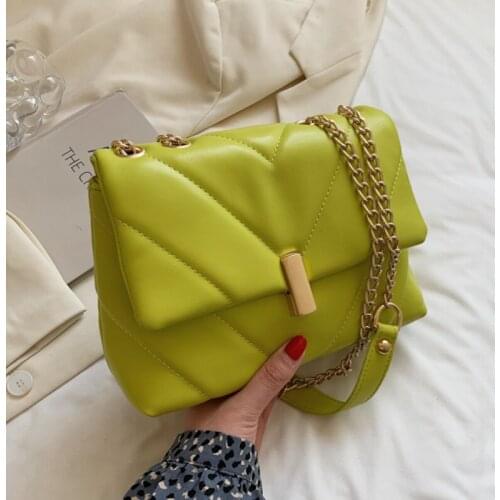 V-line Chain Green Crossbody Bag For Women 2021 Summer FashionShoulder Bag Female Handbags And Purses
