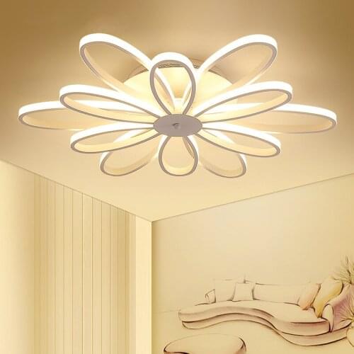 LED Ceiling Lights Novelty Flower Smart Panel Lamp Modern Nordic Living Room Restaurant Bedroom Fixtures With Remote Control