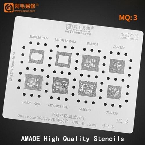 MQ3 BGA Reballing Stencil for Qualcomm MTK CPU RAM SM8250 MT6885Z 865 SM7250 SM6125 SM7150 Planting Tin Net Repair Tools
