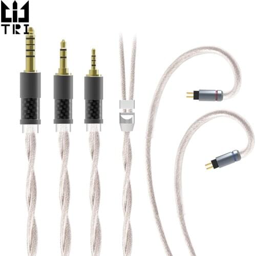 AK TRI Grace 2 Core 6N Single Crystal Copper Silver-Plated +4N Pure Copper Silver-Plated Upgrade Headphone Cable CCZ Yinyoo KZ