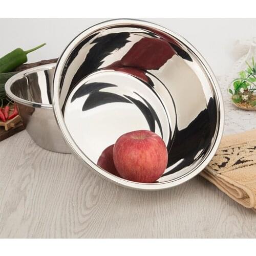 Thickened Stainless Steel Basin, Round Large Washbasin And Flour Mixing Basin, Spoon Basin, Soup Basin, Kitchen Condiment Basin