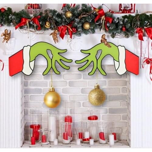 Waterproof Hanging Sign Front Door Wall Christmas Door Decorations Hanging Sign Grinch Door Hanger