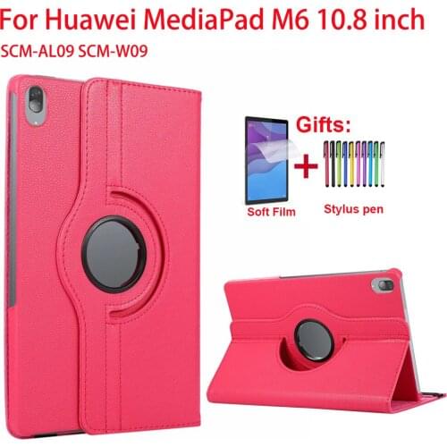 360 Degree Rotating Leather Case For Huawei MediaPad M6 10.8 Cover For M6 10.8 inch Tablet Stand Case SCM-AL09 SCM-W09 Funda
