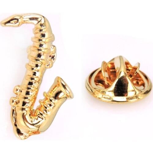 High quality Lapel Pin music Saxophone Brooch mens suit shirt Lapel Badge Brooch Pin mens jewelry gift music Lapel Brooch Pin
