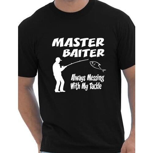 Master Baiter Funny Fishing T shirt men Funny fishing fisherman tackle fathers day Gift casual printed tee USA size
