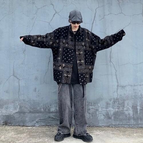 High Street Retro Print Jeans Jacket 2021 Autumn Women Streetwear Loose Oversized Denim Jacket Bomber Jacket Casual Femme Veste