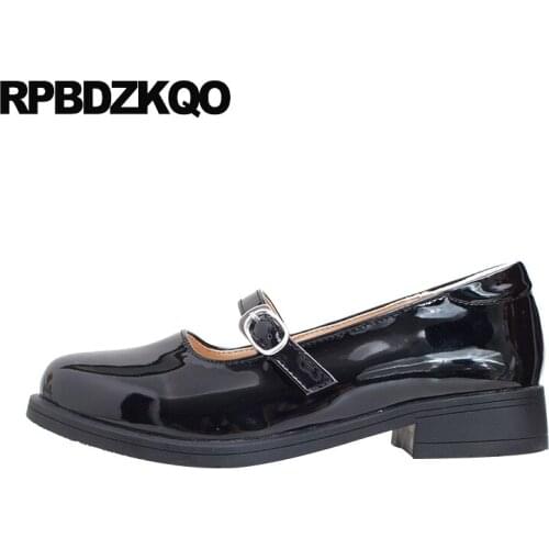 Mary jane chinese designer women red wine black round toe patent leather fitness korean large size ladies beautiful flats shoes