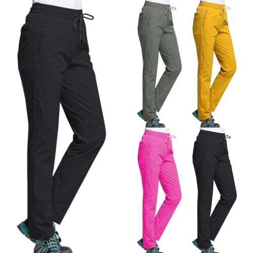 Womens Solid Bussiness Style Long Pants With Pocket 2021 New Hot Straight Drawstring Trouser Waterproof Suit For Four Seasons