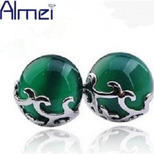 Almei 15%Off Women Earrings Fashion Crystal Earring Studs Red/Green/Whiter CZ Zircon Pendientes Plata 925 Jewelry Brincos C38