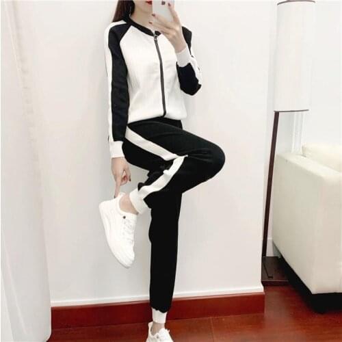 2021 New Arrival Autumn Winter Knitted Zipper Cardigans + Pants Suits 2pcs Fashion Suit Women Tracksuit Casual Clothes Set Y473