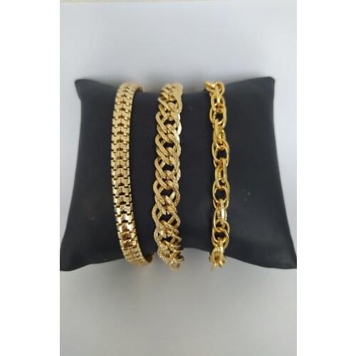 Womens Gold Color Kombin Wristband Bracelet