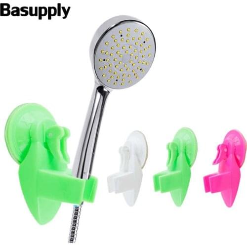 Basupply 1Pc Adjustable Bathroom Shower Head Holder Strong Wall Sucker Cup Wall Mount Shower Faucet Head Holder Bathroom Gadgets