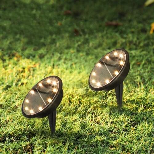 10LEDS Outdoor Waterproof Solar Disk Light 10W Hight Brightness Solar Ground Lights Landscape In-Ground Lights For Pathway Deck