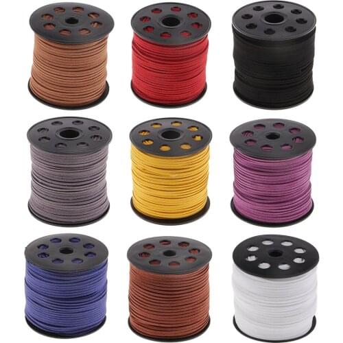 100 Yd Flat Velvet Faux Suede Cord Lace Leather DIY Jewellery Finding Crafts