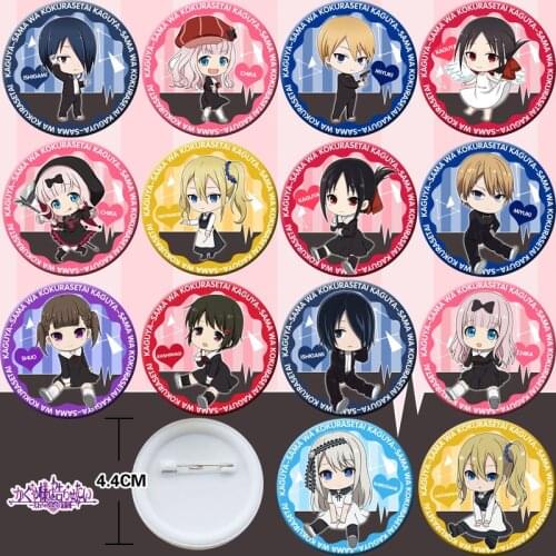 14pcs Kaguya-sama: Love Is War Bedge Collect Backpack Bags Badge 44mm Button Brooch Pin Souvenir Figuras Cosplay Gift