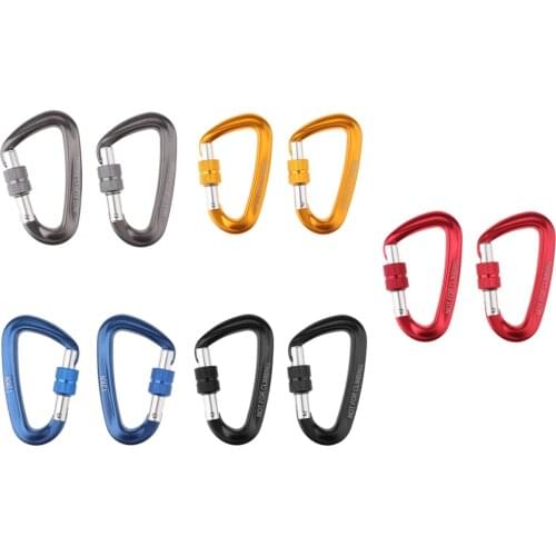 2pc Carabiner Screw Lock Bottle Hook Buckle Hanging Padlock Keychain Camping