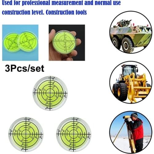 3pcs 32mm Horizontal Bubble Level High Precision Environmental Bulls Eye Spirit Level Mini Circular Measuring Kit Tools