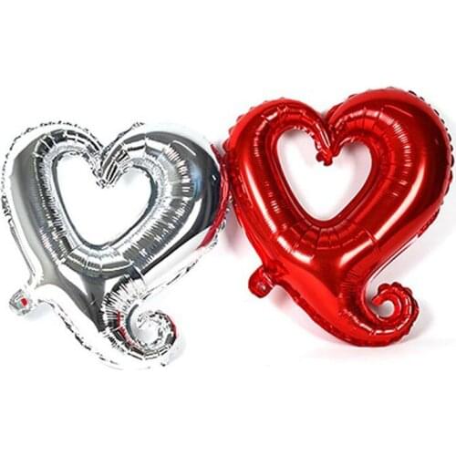 32inch Mylar Foil Balloons 30pieces Heart Shape with Special Tail Distinct Balloons for Romantic Party Wedding Decoration