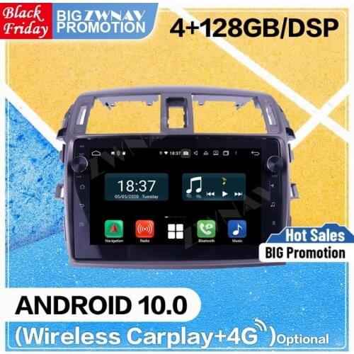 4+128G Carplay Android Screen Player For Toyota Corolla 2006 2007 2008 2009 2010 2011 2012 2013 GPS Head Unit Radio Audio Stereo
